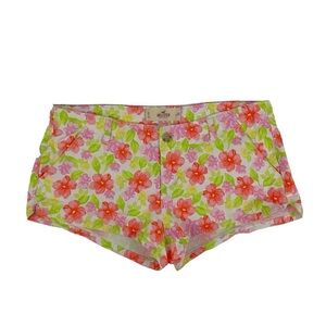Hollister Tropical Floral Shorts in Coral & Lime